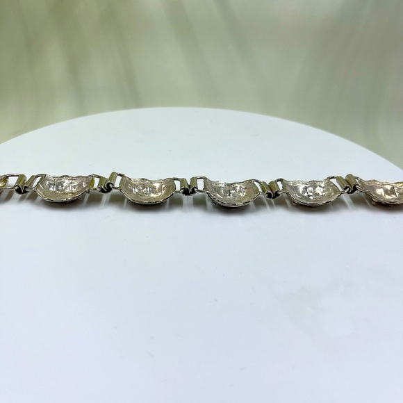 Antique 925 Sterling Silver Gothic Style Bracelet 7.5 Inches Long - Picture 7 of 9